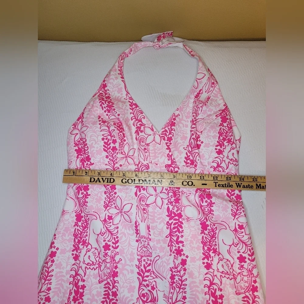 Lilly Pulitzer 100% Cotton Livie Pink Halter Top Dress sz 4 - Picture 9 of 15